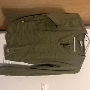 Olive Green Long Sleeve Henley Shirt